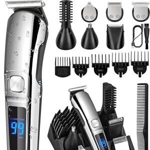 Beard Trimmer for Men, Waterproof Electric Razor Hair Kit, Cordless Hair Clipper